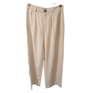 & Other Stories Linen Viscose High Waist Pleated Wide Leg Trousers, White, 6